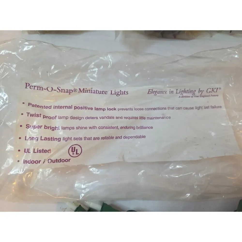 GKI Perm-O-Snap Mini Christmas Lights lot of 5 light strings Red White Clear